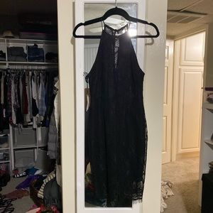 Black halter lace dress - S